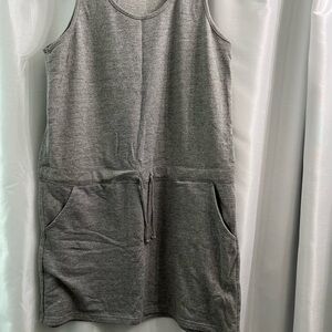 Gray Sleeveless Dress with Pockets